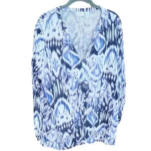 Chico's Purple and White tie-dye look v-neck top size XL